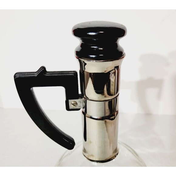 Vtg Glass Carafe Coffee Pot Hand Blown Bakelite Handle Round 8 Cup MCM Retro - Picture 6 of 13